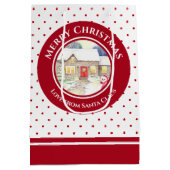 Snowy Hütte Frohe Weihnachten vom Weihnachtsmann Mittlere Geschenktüte (Rückseite)