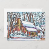 Snowy Hütte Postkarte (Vorne/Hinten)