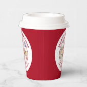 Snowy Hütte Snowman Watercolor Weißer Kreis Pappbecher (Rechts)