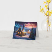 Snowy Hütte Urlaubswünsche Karte (Gelbe Blume)