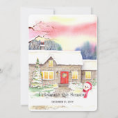 Snowy Hütte Weihnachten Neujahr Party Einladung (Rückseite)