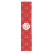 Snowy Hütte Weihnachten Red White Polka Dots Kurzer Tischläufer (Vorderseite)