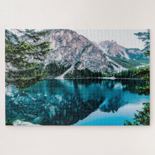 Snowy Italian Mountain Lake Landschaftlich Jigsaw Puzzle