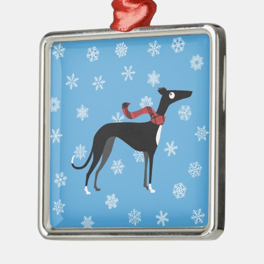 Snowy-Jagdhund Silbernes Ornament (Links)