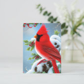 Snowy Kardinal Bird Graphic Postkarte (Stehend Vorderseite)