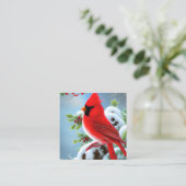 Snowy Kardinal Bird Graphic Quadratische Visitenkarte (Stehend Vorderseite)