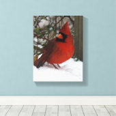 Snowy Kardinal Leinwanddruck (Insitu (Holzboden))