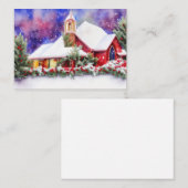 Snowy Kirche Budget Mini Weihnachten Mitteilungskarte (Vorne/Hinten)