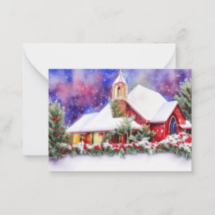Snowy Kirche Budget Mini Weihnachten Mitteilungskarte