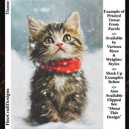 Snowy Kitten, Red Christmas Scarf EG2R Decoupage Seidenpapier