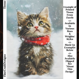 Snowy Kitten, Red Christmas Scarf EG2R Decoupage Seidenpapier