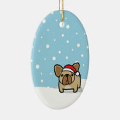 Snowy-Kitz Frenchie Keramik Ornament (Rechts)
