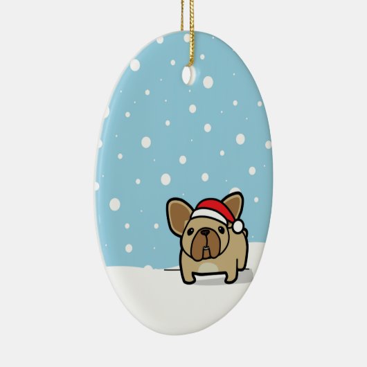 Snowy-Kitz Frenchie Keramik Ornament (Rechts)