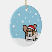 Snowy-Kitz geschecktes Frenchie Keramik Ornament (Rechts)