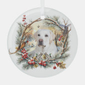 Snowy Labrador Retriever Holiday Ornament Aus Glas (Vorderseite)