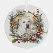 Snowy Labrador Retriever Holiday Ornament Aus Glas (Rückseite)