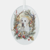 Snowy Labrador Retriever Holiday Ornament Aus Glas (Vorderseite links)