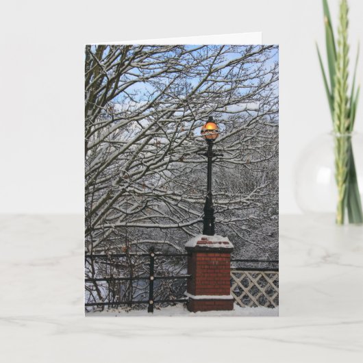 Snowy-Lampen-Karte Feiertagskarte (Vorderseite)