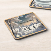 "Snowy Landscape Beauty" Getränkeuntersetzer (Linke Seite)