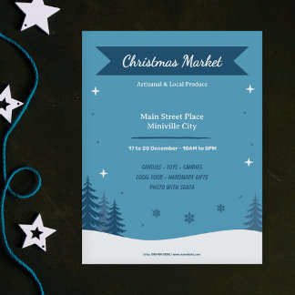 Snowy Landscape - Blauer Weihnachtsmarkt Flyer