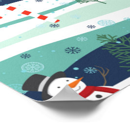 Snowy Landscape Christmas Elements Pattern Poster