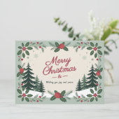 Snowy Landscape & Fir Trees - Frohe Weihnachten (Stehend Vorderseite)