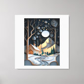 Snowy Landscape with a Christmas Tree Leinwanddruck (Vorderseite)