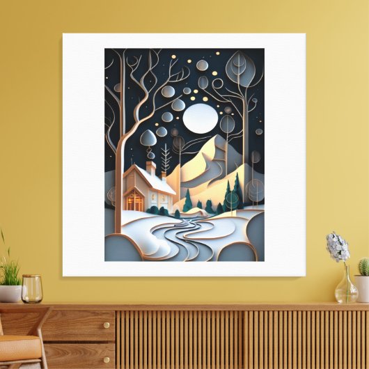 Snowy Landscape with a Christmas Tree Leinwanddruck (Insitu (Wohnzimmer))