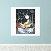 Snowy Landscape with a Christmas Tree Leinwanddruck (Insitu (Holzboden))