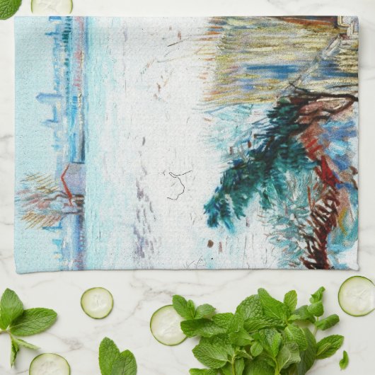 Snowy Landscape with Arles by Vincent van Gogh Geschirrtuch (Gefaltet)