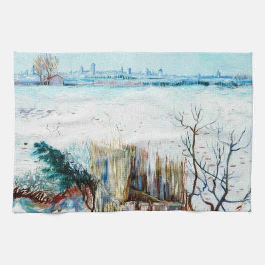 Snowy Landscape with Arles by Vincent van Gogh Geschirrtuch (Horizontal)