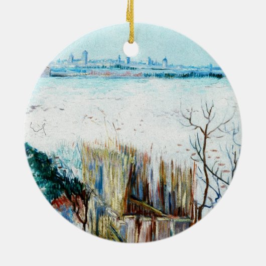 Snowy Landscape with Arles by Vincent van Gogh Keramik Ornament (Hinten)