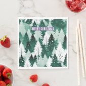 Snowy Landschaft Evergreen Forest Frohe Weihnachte Serviette (Beispiel)