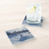Snowy-Landschaft Glasuntersetzer (Schrägansicht)