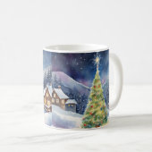 Snowy Lighted Christmas Tree Winter Village Kaffeetasse (VorderseiteRechts)
