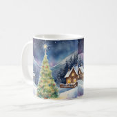 Snowy Lighted Christmas Tree Winter Village Kaffeetasse (Vorderseite Links)