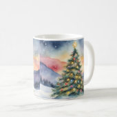 Snowy Lighted Christmas Tree Winterlandschaft Kaffeetasse (VorderseiteRechts)
