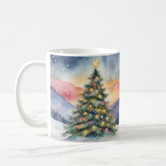 Snowy Lighted Christmas Tree Winterlandschaft Kaffeetasse (Links)