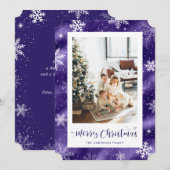 Snowy Lila Foil Foto Frohe Weihnachten (Vorne/Hinten)