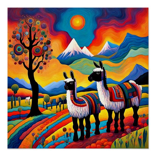 Snowy Llamas Poster (Vorderseite)