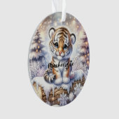 Snowy Log Tiger Ornament (Vorderseite)