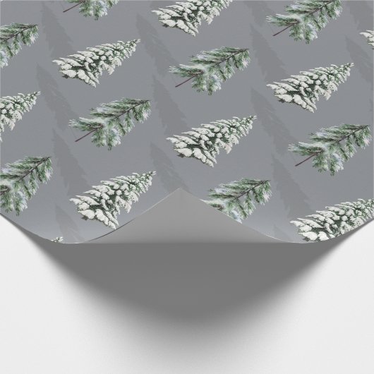 Snowy Long Shadows Winterwaldbäume Geschenkpapier (Ecke)