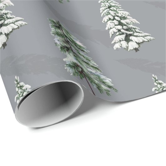 Snowy Long Shadows Winterwaldbäume Geschenkpapier (Rolleneckpunkt)