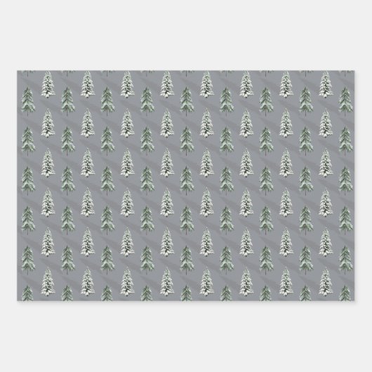 Snowy Long Shadows Winterwaldbäume Geschenkpapier Set (Vorderseite 3)