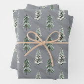 Snowy Long Shadows Winterwaldbäume Geschenkpapier Set (Beispiel)
