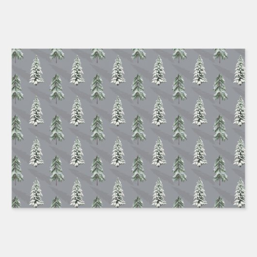 Snowy Long Shadows Winterwaldbäume Geschenkpapier Set (Vorderseite)