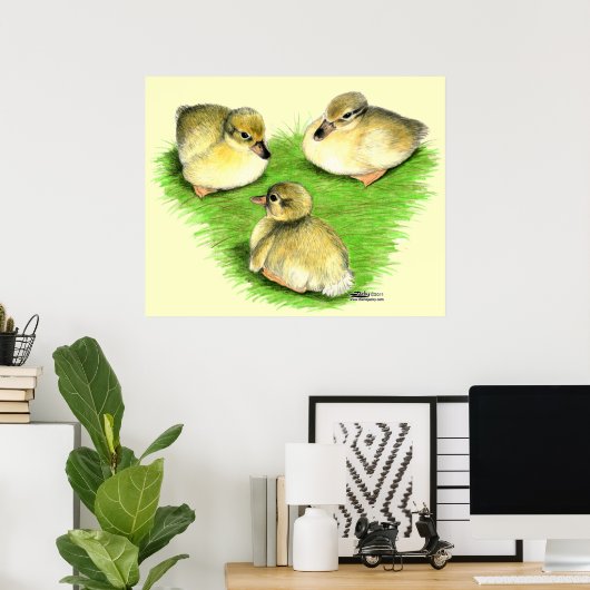 Snowy Mallard Ducklings Poster (Heimbüro)
