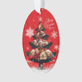 Snowy Merry Christmas Family Photo Tree Ornament (Vorderseite)