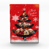 Snowy Merry Christmas Family Tree Photo Block (Vorderseite)