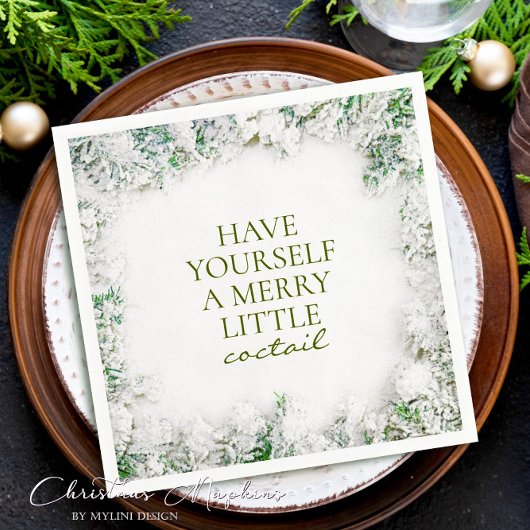 Snowy Merry Little Cocktail Weihnachten Napkins Serviette